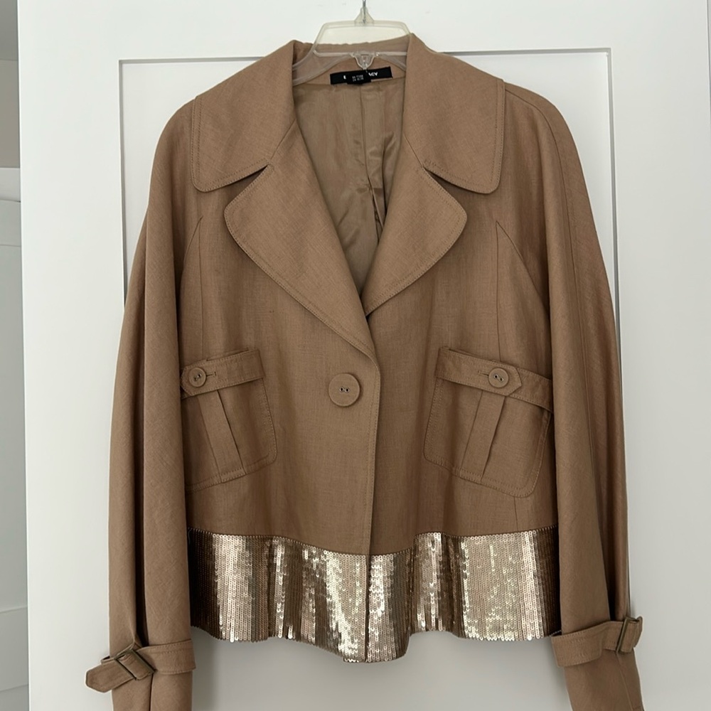 Ellen Tracy Linen cropped jacket Trench size 10